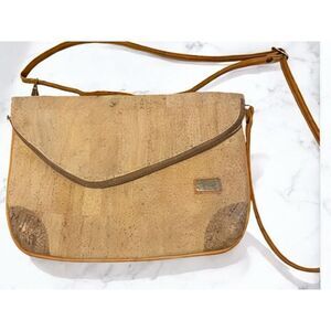 Viator Portugal Natural Cork Crossbody Bag Messenger Flap Shoulder Purse Vegan E